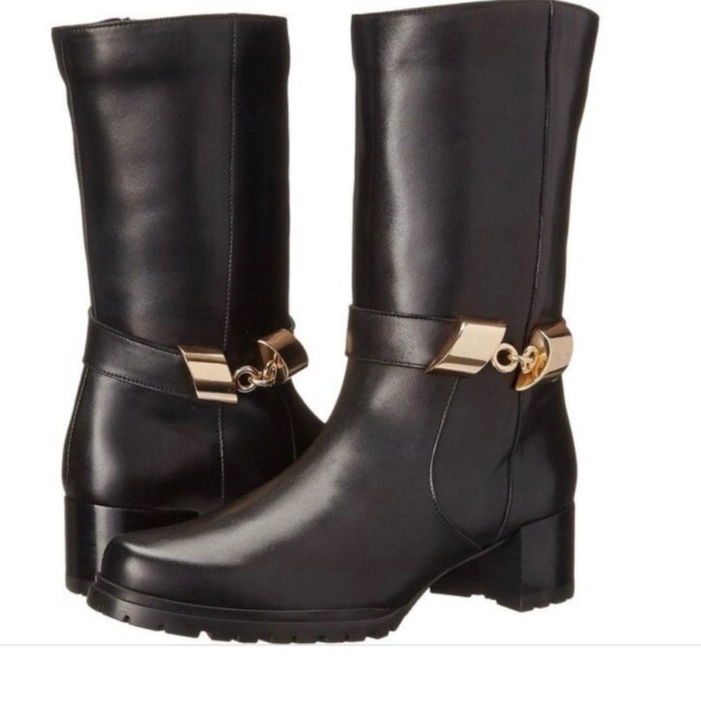 Stuart Weitzman Black NAPPA leather Skiparound Boots/Booties platform lug